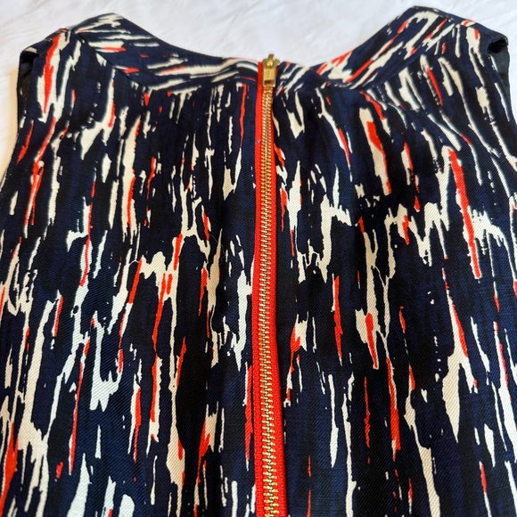 Milly Dress Olivia Silk Linen Sheath Peplum Sleeveless Career Black Red Size 8 - Picture 9 of 12